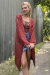 Cardigan tricot ponto vazado terracota