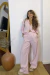 Calça bolso embutido linho puro rosa bebe