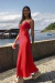 Vestido longo abertura lateral vermelho - comprar online