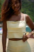Cropped camadas linho amarelo