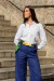 Calça bolso embutido linho puro azul marinho na internet