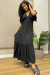 Vestido manga morcego preto