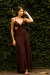 Vestido longo abertura lateral marrom