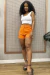 Short ziper 2 botões laranja