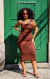 Vestido alcinha tule marrom