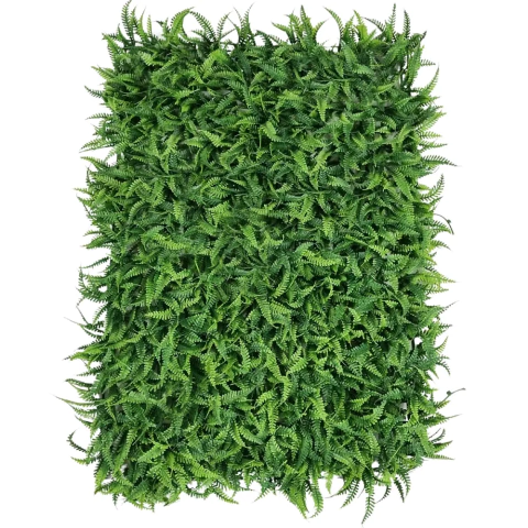 Placa de samambaia verde claro de 40 x 60 cm para muro inglês e jardim vertical.
