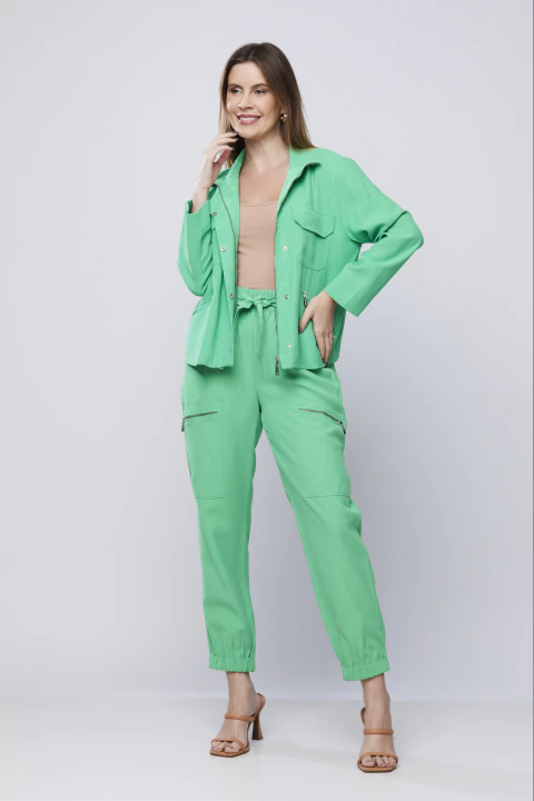 Calça Pescador Crepe Berlim Verde