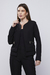 Blazer Alfaiataria Creponado Zíper Preto