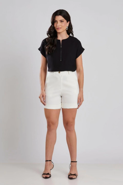 Bermuda Reta Sarja Papillon Off White