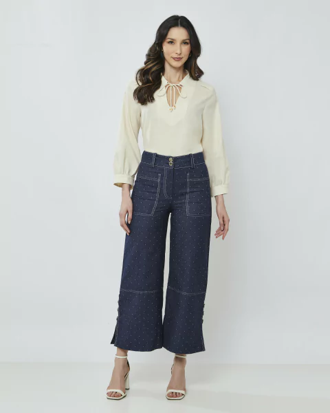 Calça Jeans Pantacourt Marinho