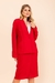 Blazer vermelho de alfaiataria sem gola 