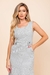 Vestido preto e branco midi com babados e acinturado da marca rubinella