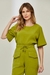 Blusa Detalhe Prespontado Cupro Touch Verde Oliva