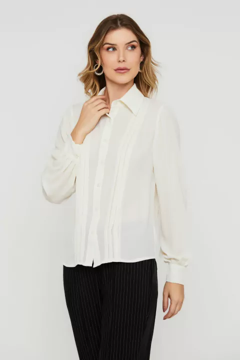 Camisa Pregas Na Vista Provence Off White