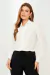 Camisa Babado Decote Crepe Provence Off White