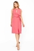 Vestido Midi Detalhe Transpassado Rubinella em rosa, com faixa na cintura e decote frontal.