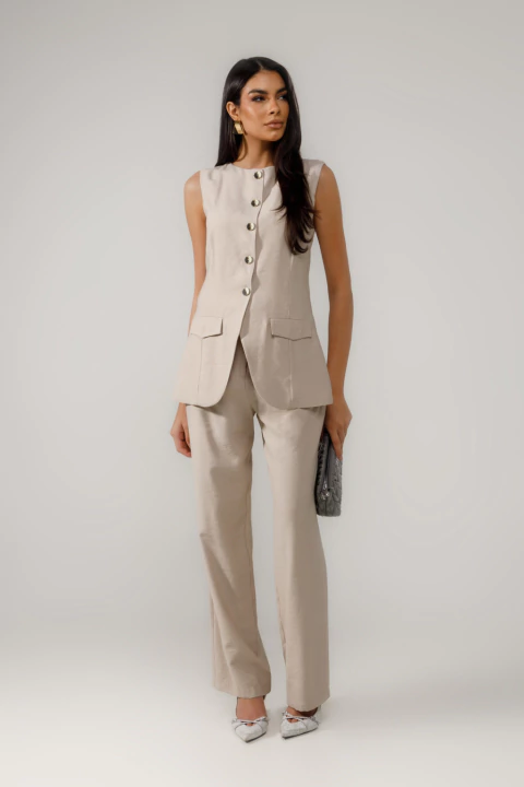 Colete Alfaiataria Alongado Areia