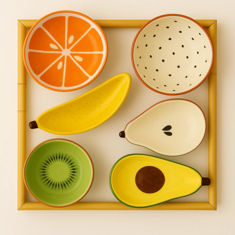 Kit com 6 Bowls de Frutas-: Pera, Banana, Kiwi, Abacate, Laranja e Pitaya - comprar online