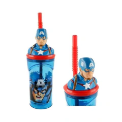 Vaso Infantil 3D CAPITAN AMERICA con Sorbete - 360ml - Crema del cielo