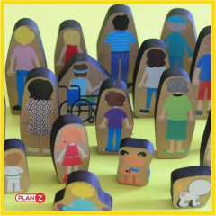 Figuras De Madera Familia x18 Piezas - Crema del cielo