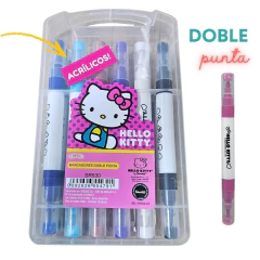Marcadores Acrílicos Doble Punta Hello Kitty x 12 Colores