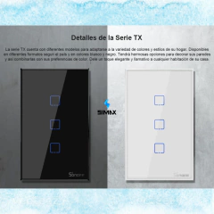 Imagen de Sonoff Blanco Con 3 Apagador De Pared Touch T2 Us 3 Canal