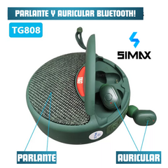 AURICULAR PARLANTE BLUETOOTH TG808 2 EN 1