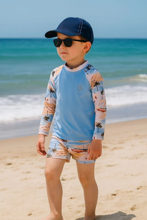 Kit praia camisa UV e sunga (estampa orla) - comprar online