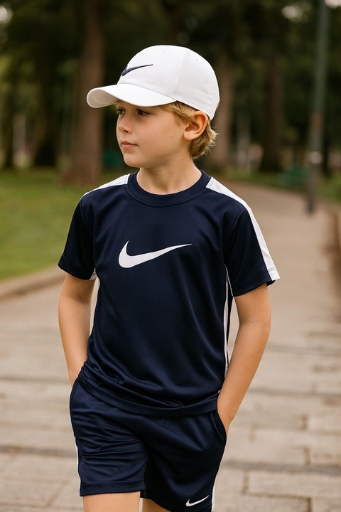 Conjunto drifit Nike (azul marinho com listra branca) - comprar online