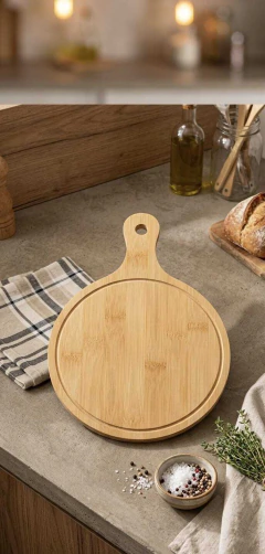 Tabla madera pizzera y manija