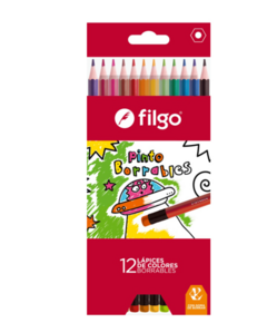 LAPICES DE COLORES BORRABLE CON GOMA FILGO X12