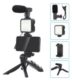 KIT DE GRABADORA STREEMING CON MICROFONO Y LUZ