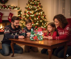 Imagen de Centro de mesa navideño con Papá Noel