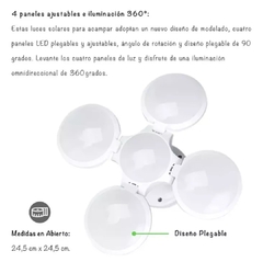 lampara farol con 4 paneles solar y carga con cable especial p camping - comprar online