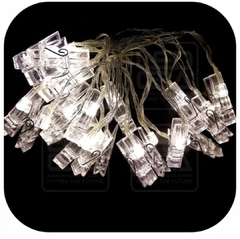 Luces en forma de broches grandes x20 en luz fria o calida a pila - comprar online