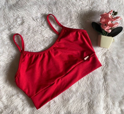 Top s/bojo Alça Fina Sutiã ( Vermelho )