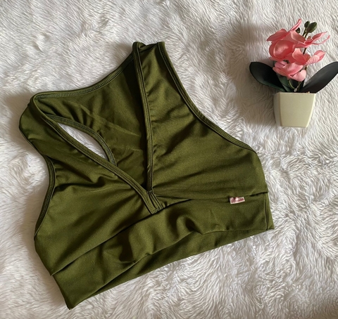 Top s/bojo alça grossa nadador ( Verde Militar )