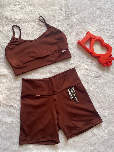 Conjunto Short Crossfit + Top s/bojo ( Marrom )