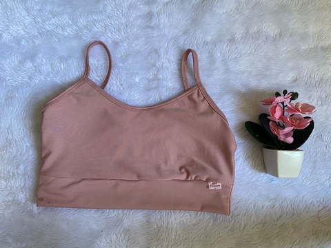 Top s/bojo Alça Fina Sutiã ( Rosa Velho )