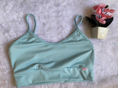 Top s/bojo Alça Fina Sutiã ( Azul BB )