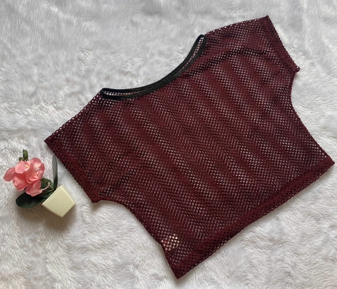 Cropped Tela ( Vinho )