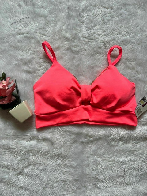 Top c/bojo Laço ( Rosa Neon )