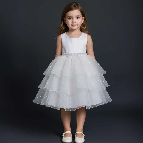 Vestido de Festa Infantil Branco Aniversario Casamento Batizado Meninas 3 Pipoquinha REF4170 - comprar online