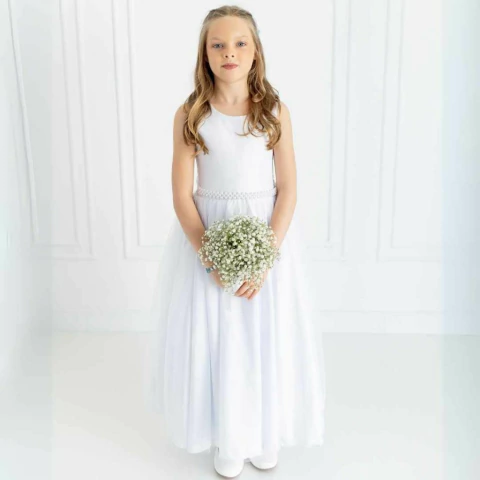 Vestido Longo Tall Branco Cinto e laço em 25 cores meninas altas 10 A 16 INFANTIL ref4193 - comprar online