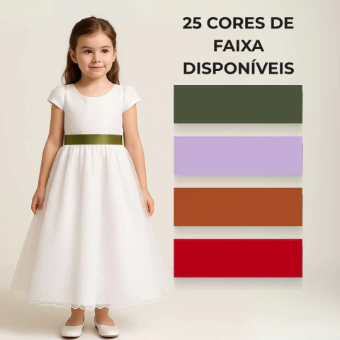 Vestido Longo Tafeta branco Faixa Solta REF4140 - comprar online