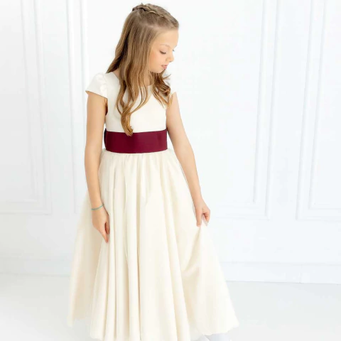 Vestido Longo OFF WHITE infantil 123 em 25 cores de faixa Dama de honra florista ref4166