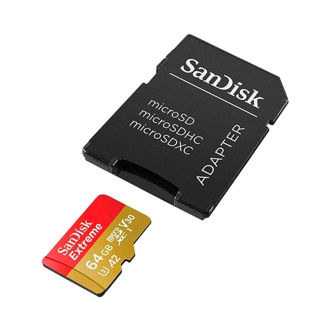 CARTÃO MICRO SD SANDISK EXTREME 2X1 U3 64GB - SDSQXAH-064G-GN6MA