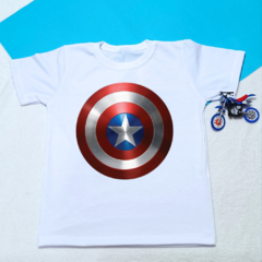 T-SHIRT - INFANTIL - ESCUDO CAPITÃO AMÉRICA