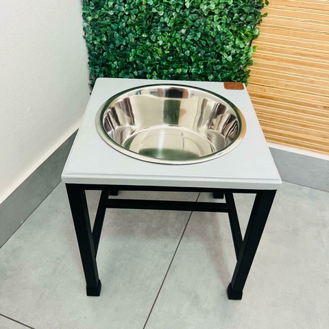 Comedouro Retangular Cinza SELECT Individual - Tigela em Inox