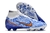 Chuteira Nike Zoom Mercurial Vapor 15 Elite Azul e Branca Cano Alto Campo